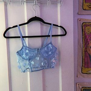 Blue Butterfly Sheer Corset Top